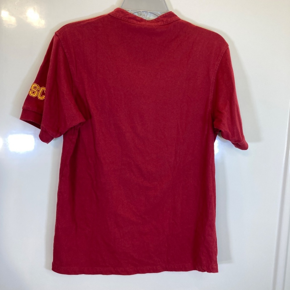 USC Trojans Henley Cardinal Embroidered Youth XL Short Sleeve Shirt - Picture 11 of 15